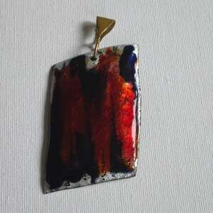 Vintage Signed L'Atelier Boris Veisbrot Limoges Enamel on Copper Pendant France